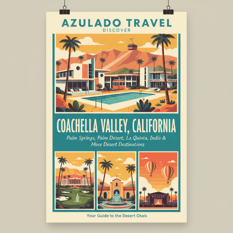 Descubre Coachella Valley, California: Palm Springs, Palm Desert, La Quinta, Indio y más destinos del desierto con la guía de Azulado Travel.